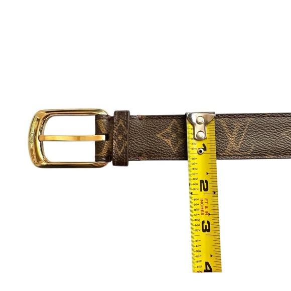 Authentic Louis Vuitton Brown Monogram Leather & Gold Belt Size 100/40 - Picture 13 of 16